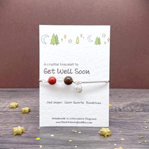 Personalised Get Well Soon Crystal Slider Bracelet, Feel Better Crystals, Sending Healing Thoughts, Diagnosis Thinking of You Gift For Her