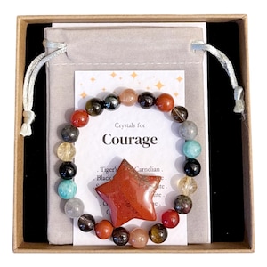 Courage Crystal Bracelet, Healing Gemstone Jewellery, Bravery Bracelet For Her, Women&#39;s Emotional Support Gift, Crystals For Strength