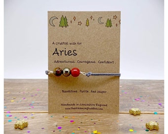 Aries Zodiac Crystal Bracelet, Horoscope Gift, Astrology Birthstone Anklet, Personalised Star Sign Gift