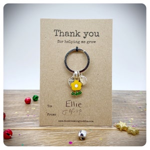 Thank You For Helping Me Grow Teacher Gift, End Of Term Teacher Keyring, Personalised Teacher Gift