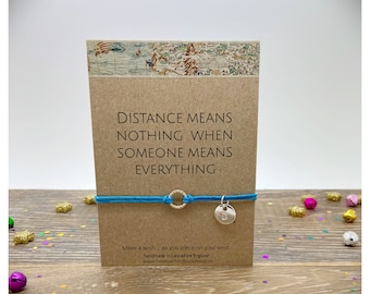 Personalised Long Distance Wish Bracelet, Travel Friendship Gift, Miss You Bracelet, Distance Friendship Bracelet