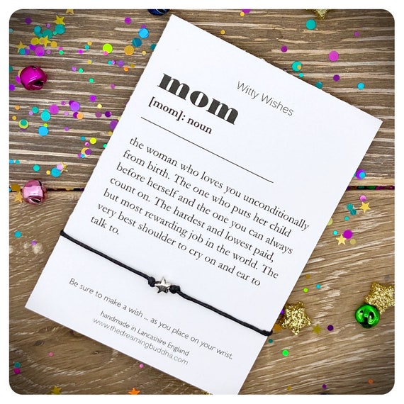 Mom Dictionary Definition Card Mom Definition Wish Bracelet Etsy India
