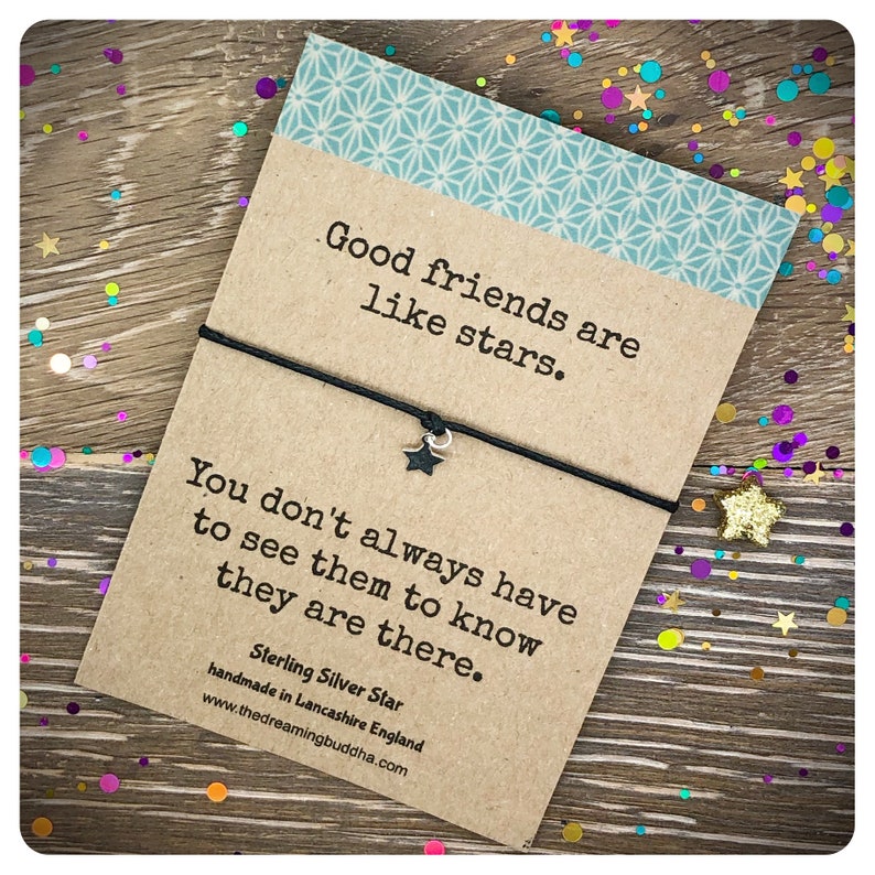 Best Friend Birthday Gift Good Friends Are Like Stars, Long Distance Friendship Sterling Silver Good Friends Wish Bracelet