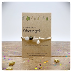 Natural Crystal Strength Bracelet, Gemstone Courage Anklet, Inner Strength Gift, Loss and Grief Jewellery, Thinking of You Postal Gift