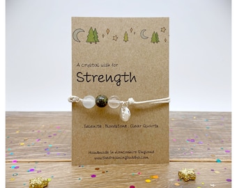 Natural Crystal Strength Bracelet, Gemstone Courage Anklet, Inner Strength Gift, Loss and Grief Jewellery, Thinking of You Postal Gift