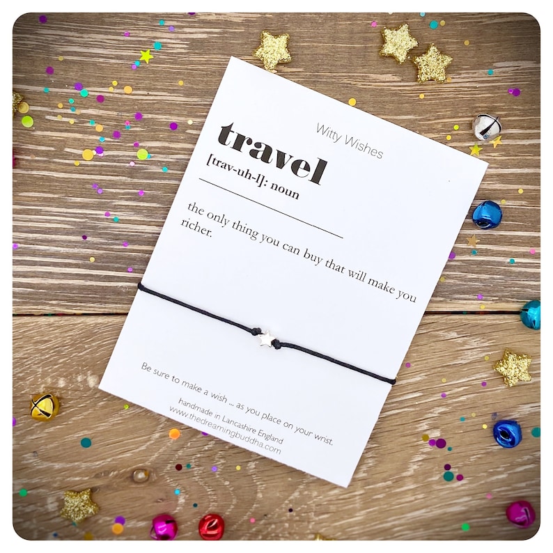 Travel Dictionary Definition Wish Bracelet Travelling Gift Etsy