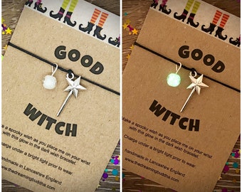 Good Witch Wish Bracelet, Glow in the Dark Bracelet, Witch Halloween Gift, Magical Glow Bracelet, Good Witch Jewellery