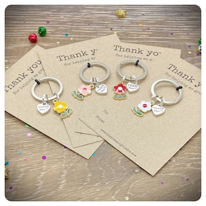Set Of 4 School Teacher Thank You Gifts, Pack Of Four Thank You For Helping Me Grow Keyrings, Appreciation Keychains, Bulk Teacher Presents
