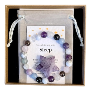 Sleep Crystal Bracelet, Stress Anxiety Support, Relaxation Bracelet, Better Sleep Jewellery, Gemstone Sleep Gift, Menopause Gift