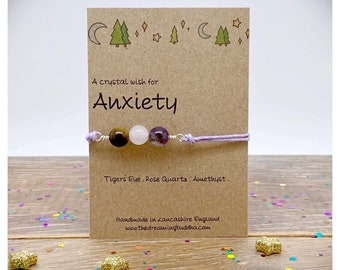 Anxiety Bracelet, Healing Crystal Anxiety Bracelet, Relaxing Crystals, Healing Anxiety Relief Gemstones, Help With Worry Bracelet