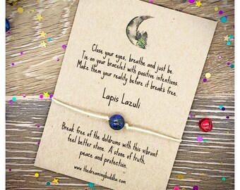 Lapis Lazuli Wish Bracelet, Feel Better Friendship Gift, Crystal Gemstone Jewelry, Truth Peace Protection Jewellery,