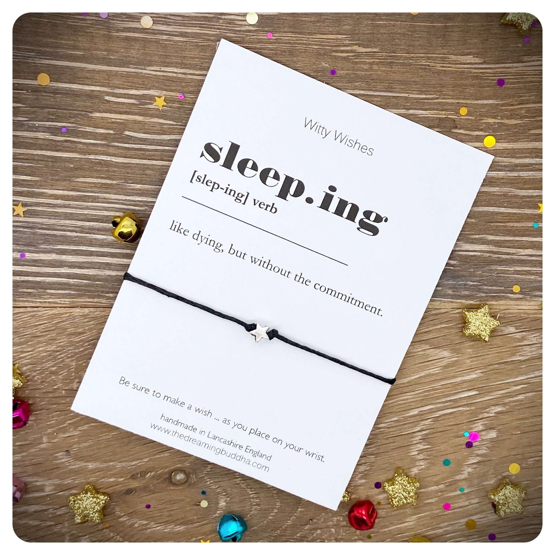 Sleeping Dictionary Art Print Card, Sleeping Definition Wish Bracelet, Funny Gift For Student, Sleepy Friend Present, Fun Friendship Card