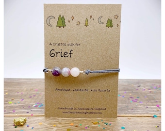 Grief & Loss Crystal Bracelet, Postal Bereavement Gift, Grief Support Healing Bracelet, Family Loss Memorial Gifts, Sorry For Your Loss