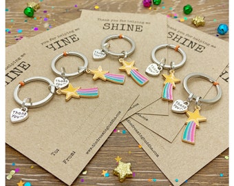 Bulk Thank You For Helping Me SHINE Teacher Keychains, 2, 3, 5, 10 Discounted End Of Term Keyrings, Wholesale Teacher Coach Gifts