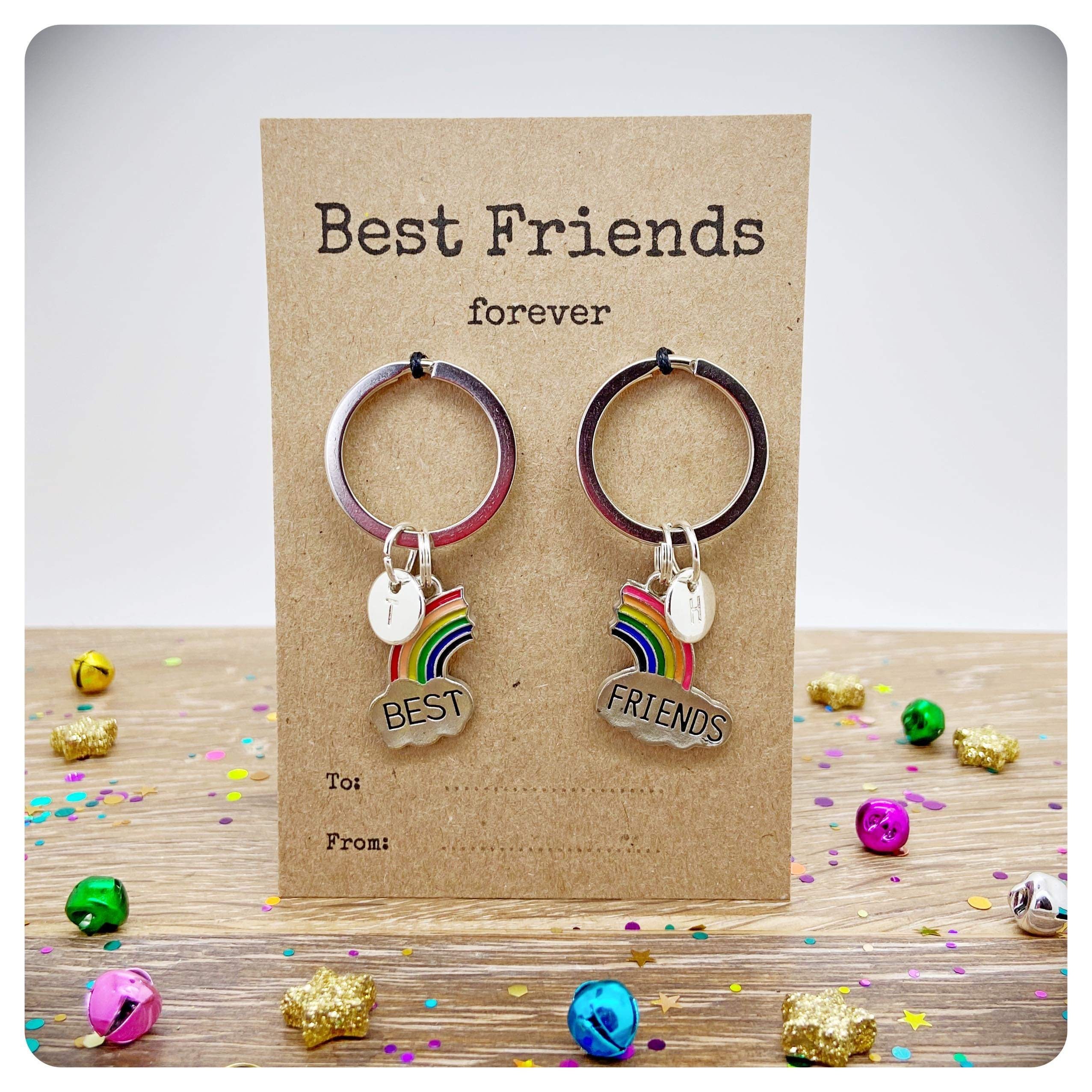 Best Friends Forever Double Keychain, One for You One for Me Rainbow ...