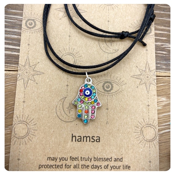 Multicolored Dark Hamsa Necklace Multicolored Dark Hamsa Necklace