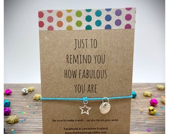 Just to Remind You How Fabulous You Are, Fabulous Wish Bracelet, You Are Fabulous Card, Inspirational Wish Bracelet, Thinking Of You Gift
