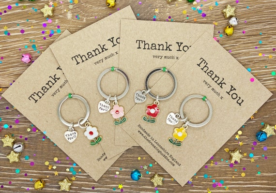 Set of 4 Thank You Keyrings, Pack of Four Appreciation Gifts, Bulk Thank  You Presents, School Teacher Gifts, Employee Thanks, Business Gift 