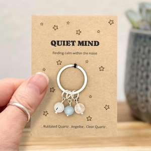 Stress and Anxiety Keyring, Overthinking Keychain, Emotional Support Keepsake, Calming Crystal Keyring, Exam Stress Letterbox Gift