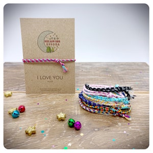 Love You Friendship Bracelet, Thinking Of You Bracelet, I Love You Card, Personalised Braided Bracelet