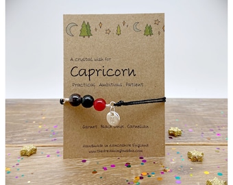 Capricorn Zodiac Crystal Bracelet, Horoscope Gift, Astrology Birthstone Anklet, Personalised Star Sign Gift