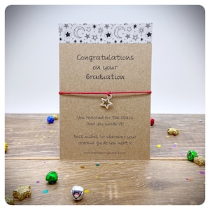 Graduation Wish Bracelet, Congratulations On Your Graduation Star Charm Bracelet, Personalised Unisex Graduation Gift