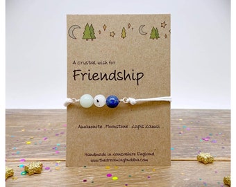 Friendship Bracelet, Hand wrapped Crystal Bead Bracelet for Friendship, Personalised Gemstone Anklet, Personalised Best Friend Crystal Gift