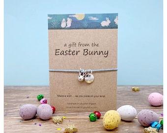 Easter Bunny Wish Bracelet Gift, Easter Egg Hunt Prize, Bunny Wishlet, Rabbit Friendship Bracelet, Easter Jewellery Child