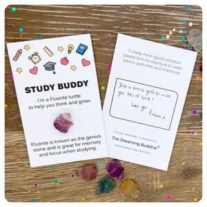 Study Buddy greeting card with message area at the back