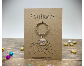 Pinky Promise Card Keyring, Pinky Swear Gift For Partner, BFF Keychain