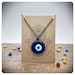 Glass Evil Eye Necklace, Turkish Blue Eye Pendant, Adjustable Long Eye Necklace, Nazar Protection Amulet, Hamsa Hand Gift, Eye Jewellery 