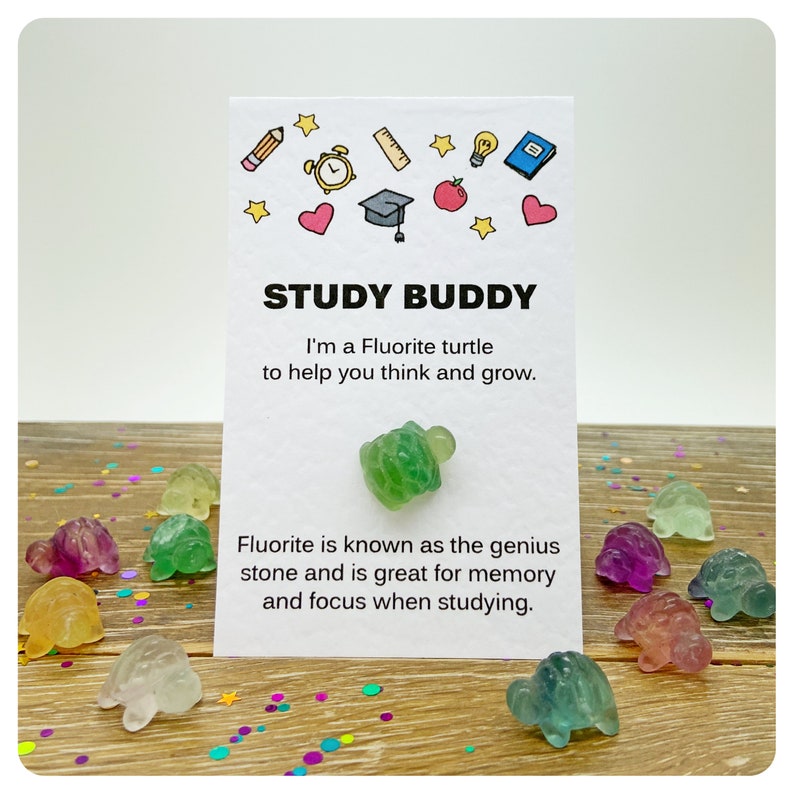 Study Buddy green fluorite gift card made by The Dreaming Buddha