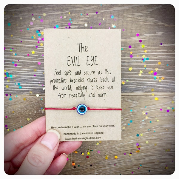 Evil Eye Wish Bracelet, Nazar Friendship Bracelet, Protection Card, Evil Eye Wishlet, Evil Eye Talisman Gift