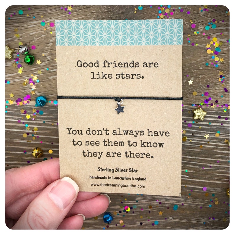 Best Friend Birthday Gift Good Friends Are Like Stars, Long Distance Friendship Sterling Silver Good Friends Wish Bracelet