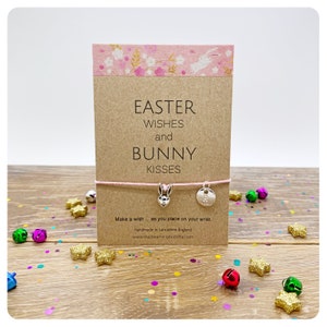 Easter Bunny Wish Bracelet, Rabbit Card,  Childrens Easter Present, Egg Hunt Gift,  Easter Wishes Bunny Kisses, Easter Postal Gift