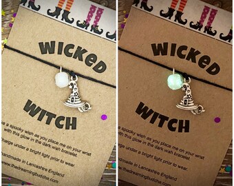 Wicked Witch Wish Bracelet, Glow in the Dark Bracelet, Witch Halloween Gift, Magical Glow Bracelet, Wicked Witch Jewellery