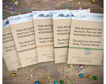 5 Fate Whispers Wish Bracelet Cards, Warrior Bracelets, Encouragement Gift Card, Go For It Gifts, Fate Whispers Wish Bracelets