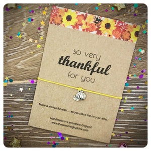 Thanksgiving Wish Card, Thankful Wish Bracelet, Thanksgiving Pumpkin, Thanksgiving Table Decoration, Thanksgiving Dinner Gift, image 3