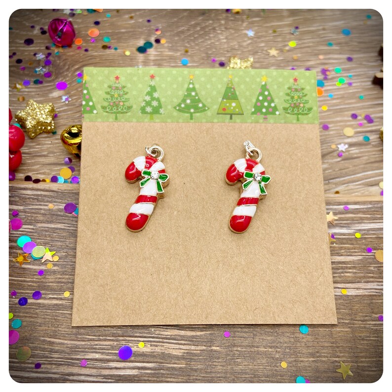 Candy Cane Necklace & Earrings Set Novelty Christmas Etsy UK