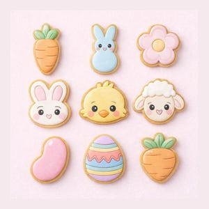 Mini Easter Cookie Cutter Set  | Bunny Chick Egg Carrot Flower Lamb - chunky cutters