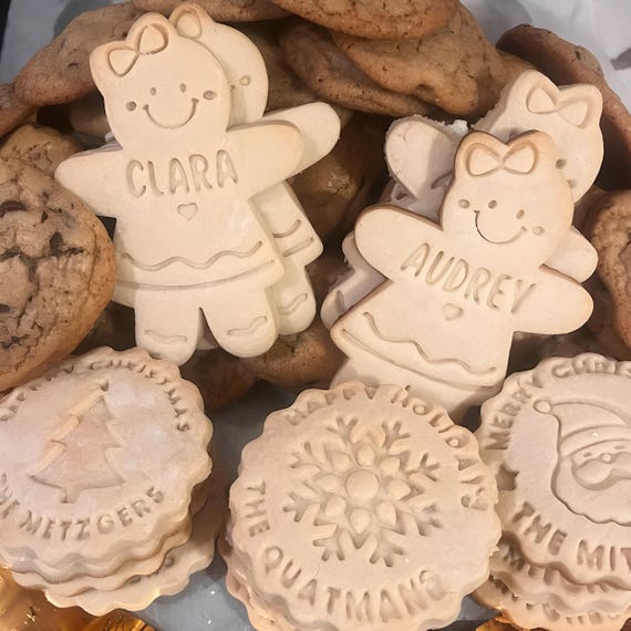 Personalized Gingerbread Cookie Cutter Stamp: Custom Name, Holiday Baking, girl or boy