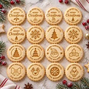 Personalized Christmas Cookie Cutter Stamp, Custom Family Name, Recipe Included