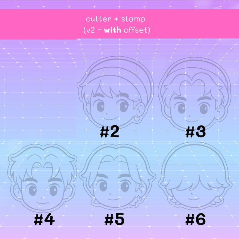 Ensemble d'emporte-pièces et d'estampes K-Pop Boy Group | Biscuits idoles imprimés en 3D inspirés des dessins animés image 3