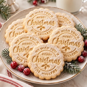 Personalized Christmas Cookie Cutter Stamp, Custom Family Name, Recipe Included