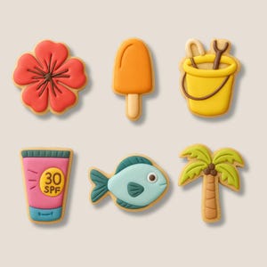 Summer Beach Cookie Cutter Set: Tropical, Popsicle, Fish Shapes