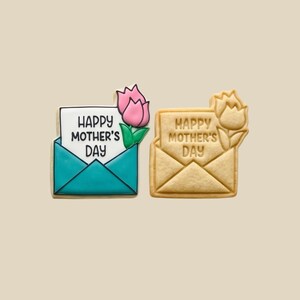 Envelop (happy mothers day) cookie cutter & stamp for Mother's Day