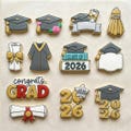 2026 Graduation cookie cutters and stamps, class of 2026 shapes, congrats grad cookie ideas, 12 different options, by best cookie cutters