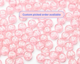 1400 PCS - Pink Alphabet Letter Beads, DIY gift for Valentine’s Day, round beads, bracelet beads,Name Beads 4x7mm, custom order