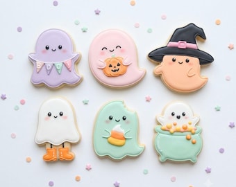 Juego de cortadores de galletas de fantasmas kawaii para Halloween, colección de 6 mini cortadores de fantasmas adorables