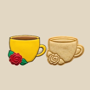Coffee Cup (floral) cookie cutter & stamp for Mother's Day